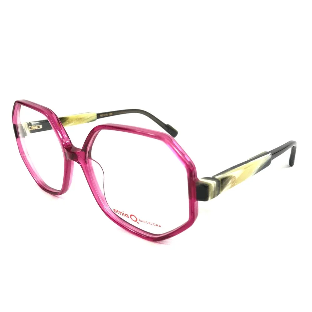 Etnia Barcelona Eyeglasses Frames STELE PKHO Clear Pink Horn Yellow 56-16-138